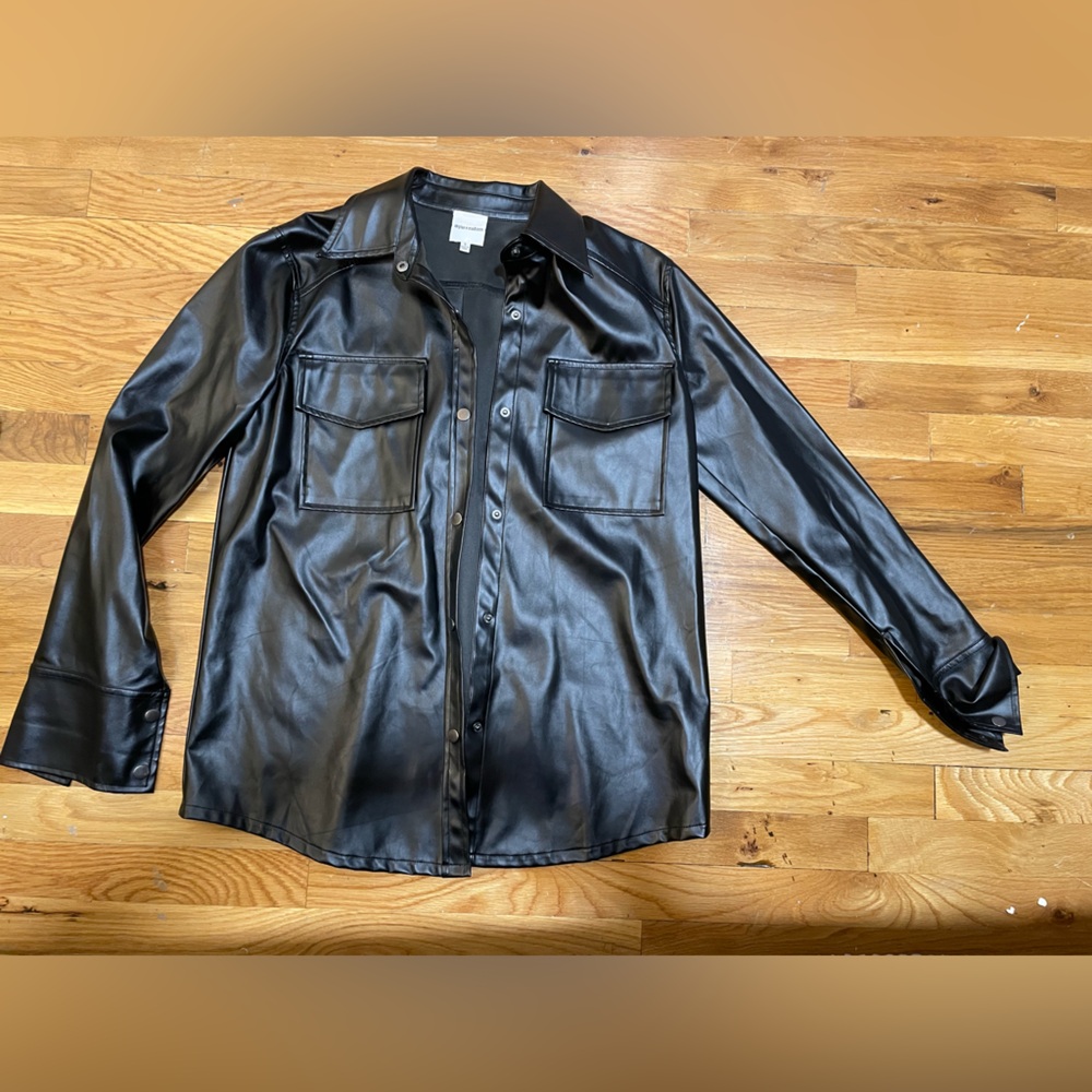 Skylar + Madison Black Faux Leather Shirt